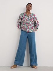 Seasalt Cornwall Multi Multi Watercolour Sketch 3/4 Sleeve Blouses - Image 4 of 5