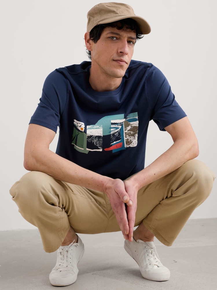 Seasalt Cornwall Navy Mens Midwatch 100% Cotton T-Shirt - Image 1 of 5