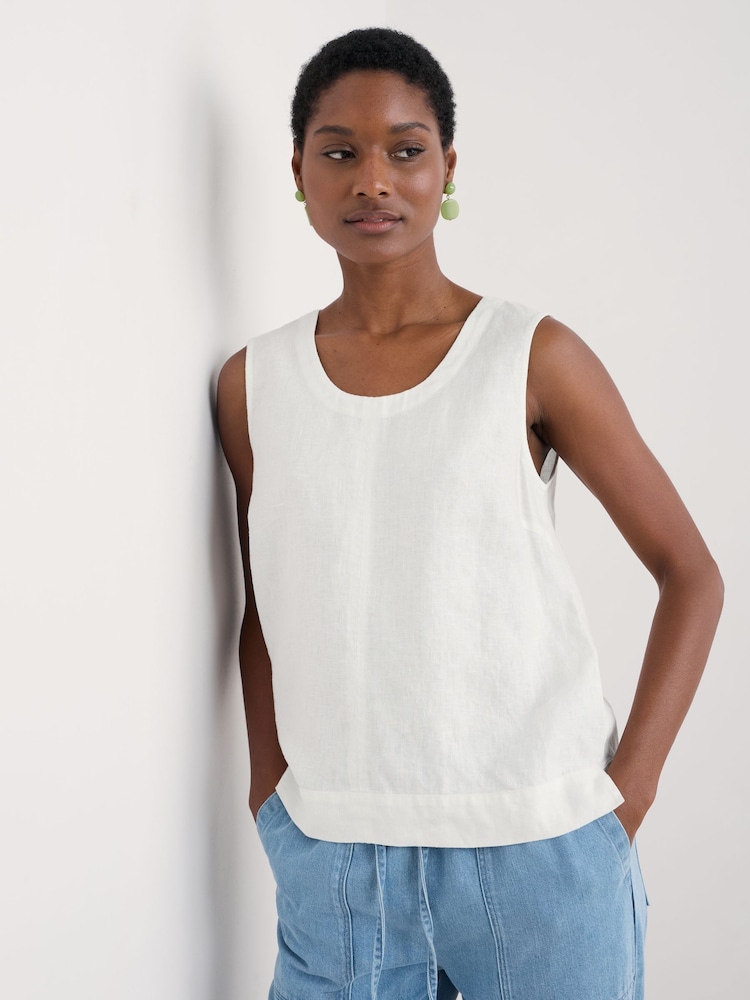 Blanco - Camiseta sin mangas de lino Lighthouse Station de Seasalt Cornwall - Imagen 1 de 5