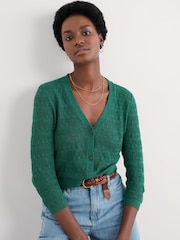 Seasalt Cornwall Green Sweet Day 100% Cotton Cardigan - Image 1 of 5
