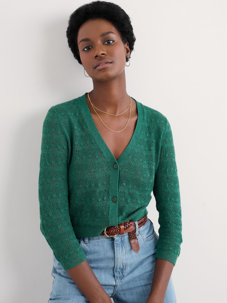 Seasalt Cornwall Green Sweet Day 100% Cotton Cardigan - Image 1 of 5