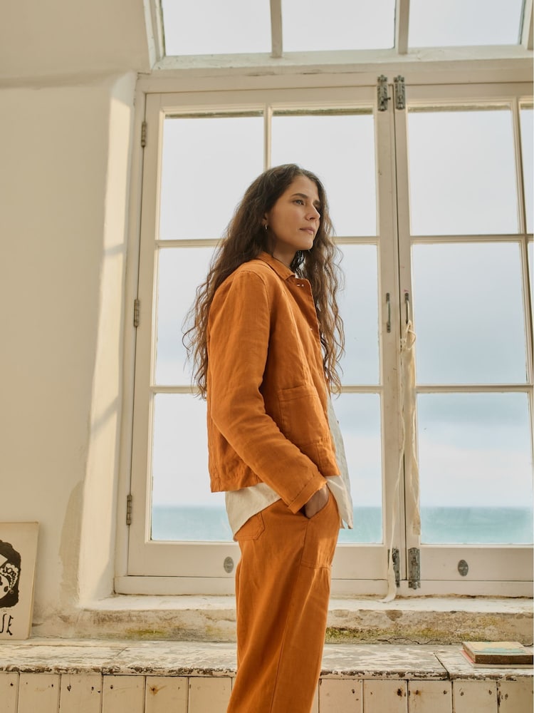 Seasalt Cornwall Orange Arame Linen Jacket - Image 3 of 11