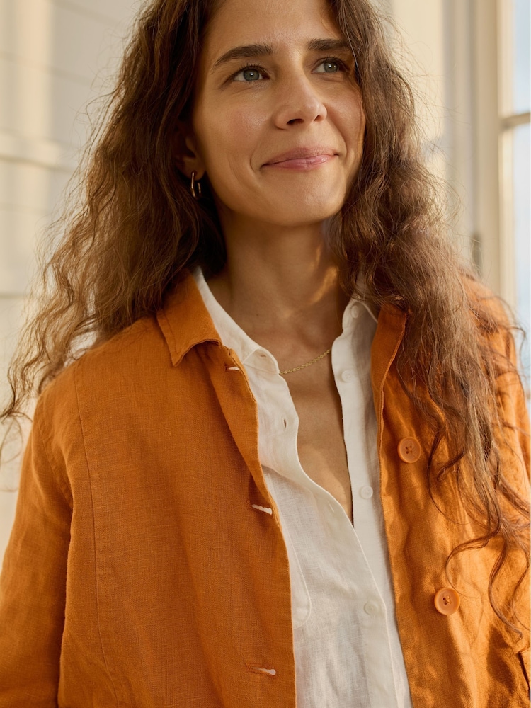 Seasalt Cornwall Orange Arame Linen Jacket - Image 5 of 11