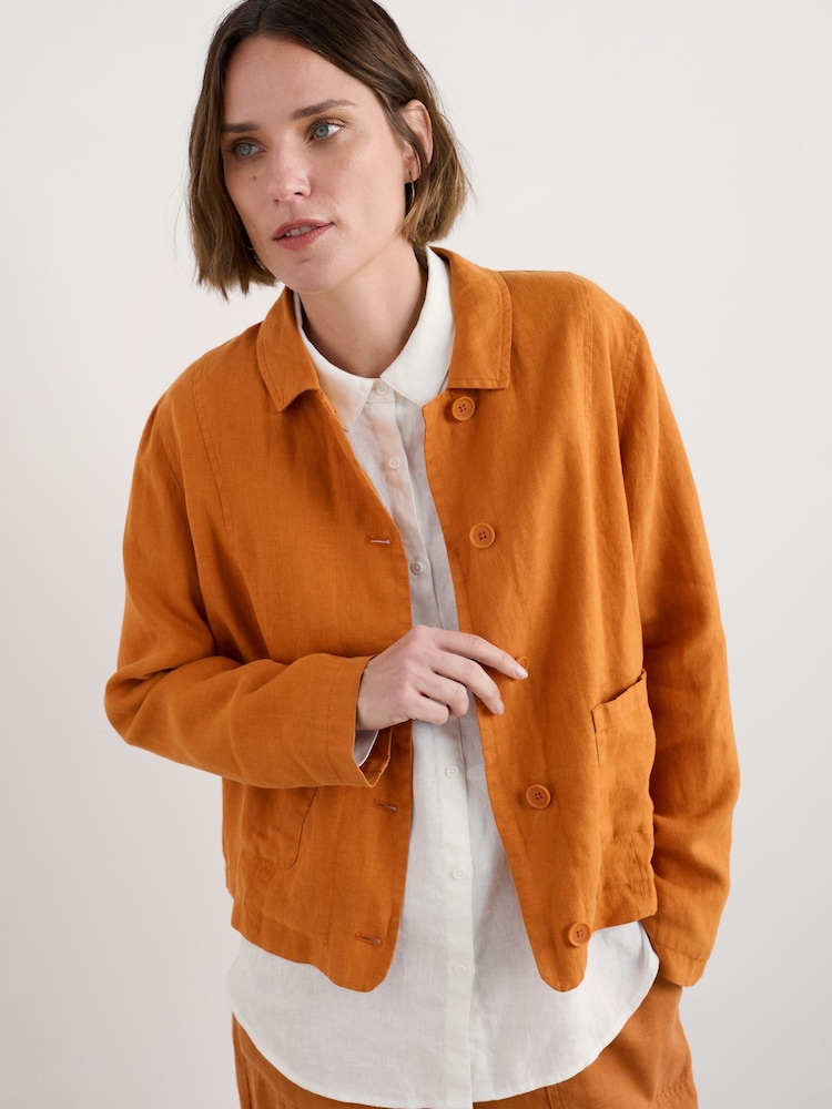 Seasalt Cornwall Orange Arame Linen Jacket - Image 8 of 11