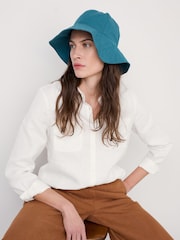 Seasalt Cornwall Teal Blue Celia Cotton Sun Hat - Image 2 of 4
