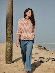 Oranje/wit - Seasalt Cornwall Appletree Keyhole Detail 100% Cotton T-Shirt - Image 2 of 4
