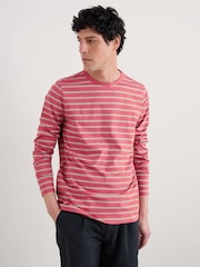 Seasalt Cornwall Pink Mens Sailor 100% Cotton T-Shirt With Crew Neck - Image 1 of 5
