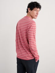 Seasalt Cornwall Pink Mens Sailor 100% Cotton T-Shirt With Crew Neck - Image 2 of 5