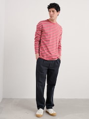 Seasalt Cornwall Pink Mens Sailor 100% Cotton T-Shirt With Crew Neck - Image 3 of 5