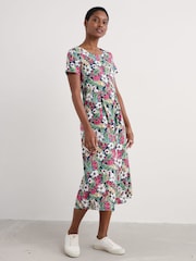 Seasalt Cornwall Black Tall Multi Veronica Short Sleeve Jersey Midi Dress - Image 1 of 5