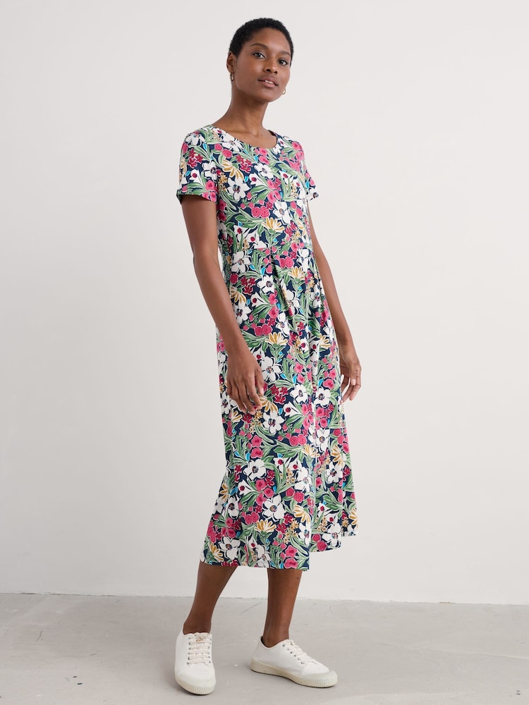 Seasalt Cornwall Black Tall Multi Veronica Short Sleeve Jersey Midi Dress - Image 1 of 5