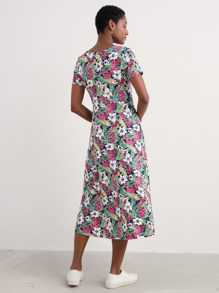Seasalt Cornwall Black Tall Multi Veronica Short Sleeve Jersey Midi Dress - Image 2 of 5