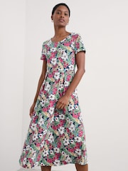 Seasalt Cornwall Black Tall Multi Veronica Short Sleeve Jersey Midi Dress - Image 3 of 5