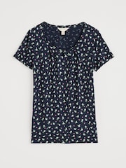 Seasalt Cornwall Bud Flower Maritime Light Pink Appletree Keyhole Detail T-Shirt - Image 4 of 5