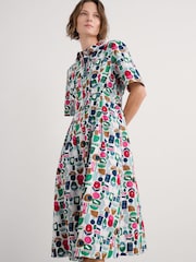 Seasalt Cornwall Multi Wild Liquorice 100% Cotton Midi Shirt Dress - Image 3 of 5