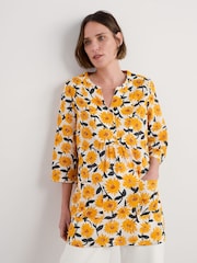 Seasalt Cornwall Yellow Aventurier Printed 100% Cotton Tunic - Image 1 of 5