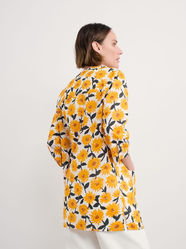 Seasalt Cornwall Yellow Aventurier Printed 100% Cotton Tunic - Image 2 of 5