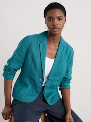 Seasalt Cornwall Blue Petite Arame Linen Jacket - Image 1 of 5