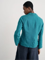 Seasalt Cornwall Blue Petite Arame Linen Jacket - Image 2 of 5