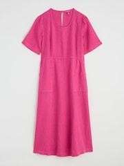 Seasalt Cornwall Pink Petite Grass Wave 100% Linen Midi Dress - Image 4 of 5