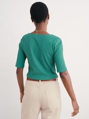 Seasalt Cornwall Blue Early Orchid Ribbed Henley Top - Image 2 of 5