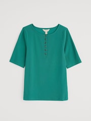 Seasalt Cornwall Blue Early Orchid Ribbed Henley Top - Image 4 of 5