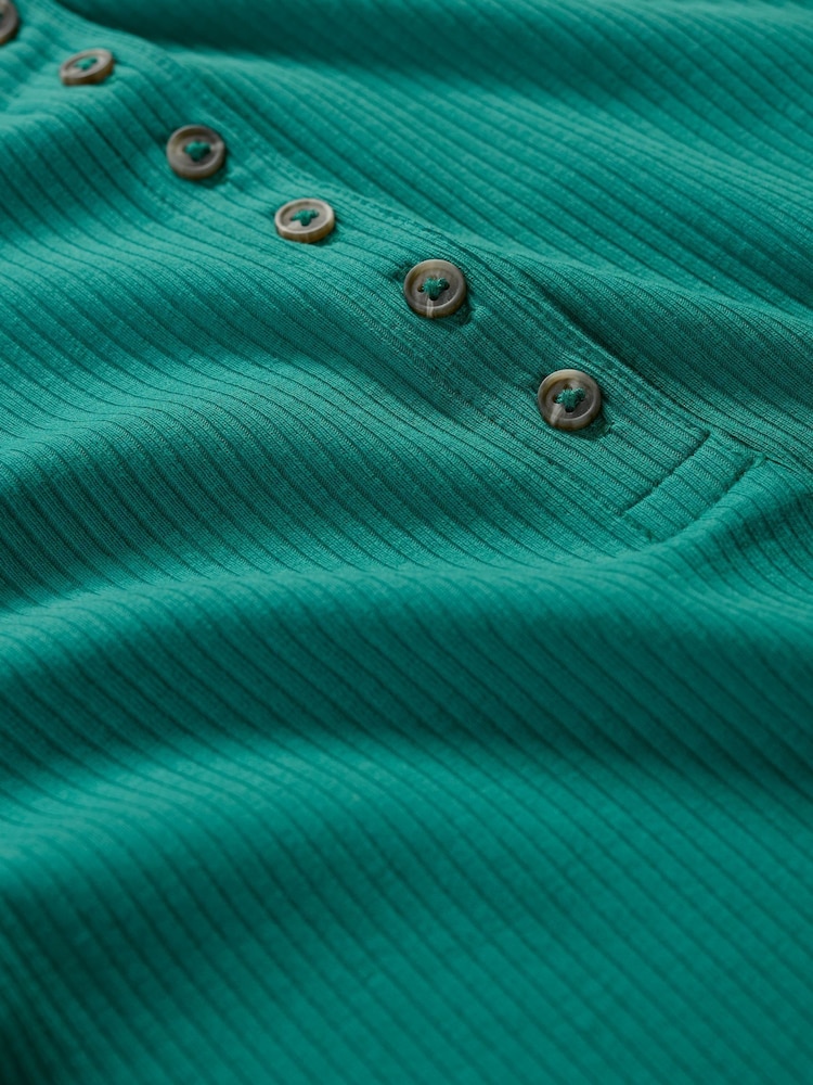 Seasalt Cornwall Blue Early Orchid Ribbed Henley Top - Image 5 of 5