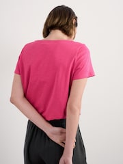 Seasalt Cornwall Pink Light Pink Appletree Keyhole Detail T-Shirt - Image 2 of 5