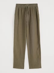 Seasalt Cornwall Green Mens Crewman Tie Waist 100% Linen Trousers - Image 4 of 5
