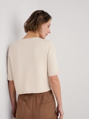 Natural - Seasalt Cornwall Gillan Creek 100% Cotton Short-Sleeve Cardigan - Image 2 of 5