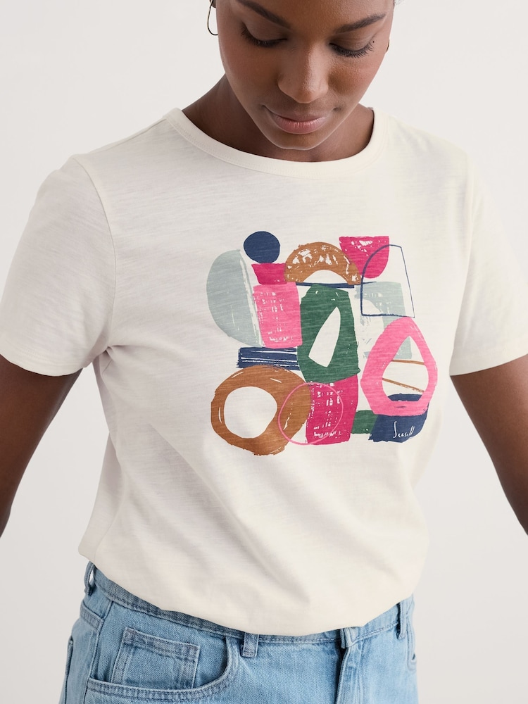 Blanco - Seasalt Cornwall Printing Ink 100% Cotton T-Shirt - Imagen 1 de 5