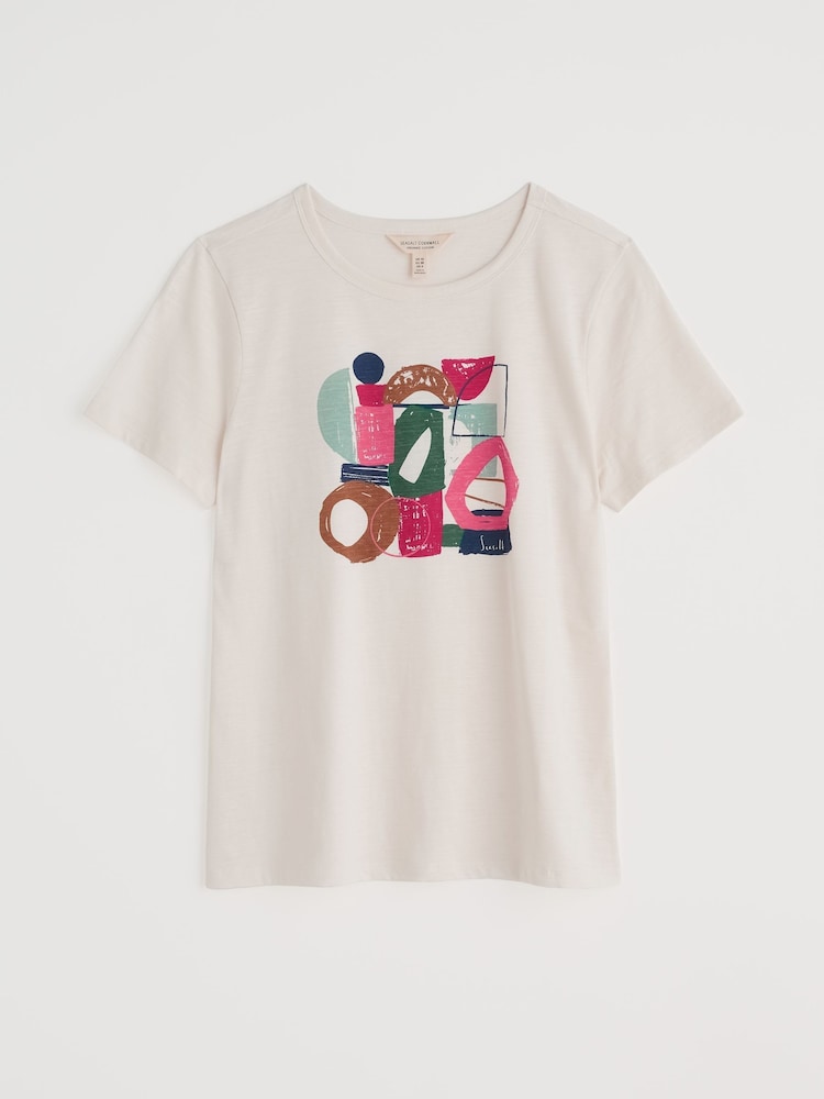 Seasalt Cornwall White Printing Ink 100% Cotton T-Shirt - Image 4 of 5