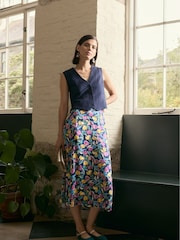 Seasalt Cornwall Black Multi Wild Pansy Satin Skirt - Image 2 of 3