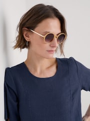 Seasalt Cornwall Yellow Cascade Round Sunglasses - Image 4 of 5