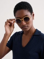 Seasalt Cornwall Yellow Cascade Round Sunglasses - Image 5 of 5