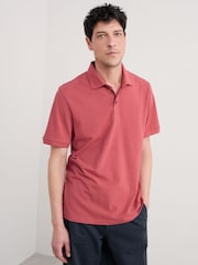 Seasalt Cornwall Pink Mens Balefire 100% Cotton Jersey Polo Shirt - Image 1 of 5
