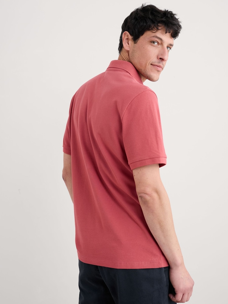 Seasalt Cornwall Pink Mens Balefire 100% Cotton Jersey Polo Shirt - Image 2 of 5
