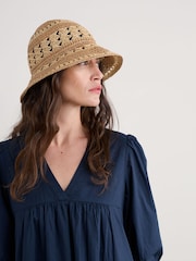 Seasalt Cornwall Natural Orchard Crochet Garden Hat - Image 2 of 5