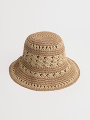 Seasalt Cornwall Natural Orchard Crochet Garden Hat - Image 4 of 5
