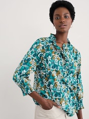 Seasalt Cornwall Spring Geraniums Pine Shoots Twining 100% Cotton Printed Blouse - Image 1 of 5