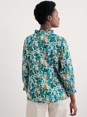 Seasalt Cornwall Spring Geraniums Pine Shoots Twining 100% Cotton Printed Blouse - Image 2 of 5