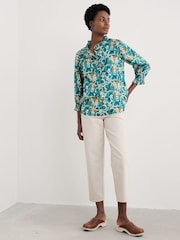 Seasalt Cornwall Spring Geraniums Pine Shoots Twining 100% Cotton Printed Blouse - Image 3 of 5