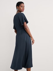 Seasalt Cornwall Blue Petite Evenglow Satin Dress - Image 2 of 5