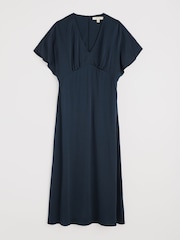 Seasalt Cornwall Blue Petite Evenglow Satin Dress - Image 4 of 5