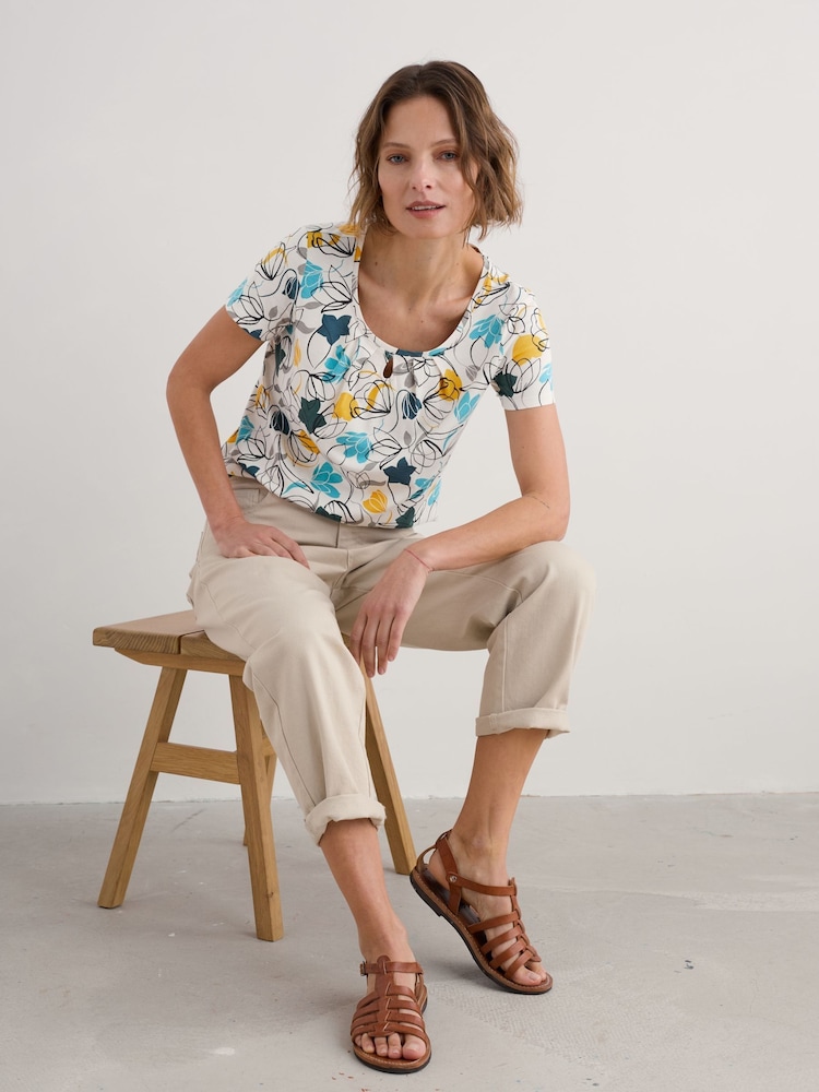 Negru - Seasalt Cornwall Light Pink Appletree Keyhole Detail T-Shirt - Image 3 of 5