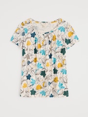 Seasalt Cornwall Black Light Pink Appletree Keyhole Detail T-Shirt - Image 4 of 5