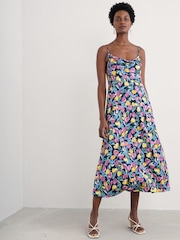 Seasalt Cornwall Blue Petite Multi Housel Bay Satin Cami Dress - Image 4 of 7