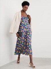 Seasalt Cornwall Blue Petite Multi Housel Bay Satin Cami Dress - Image 5 of 7