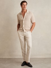 Reiss Toby Basketweave-Knit Button-Through Cotton-Blend Shirt - Imagen 3 de 6