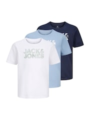JACK & JONES Junior Crew Neck Logo White T-Shirts 3 Pack - Image 1 of 4